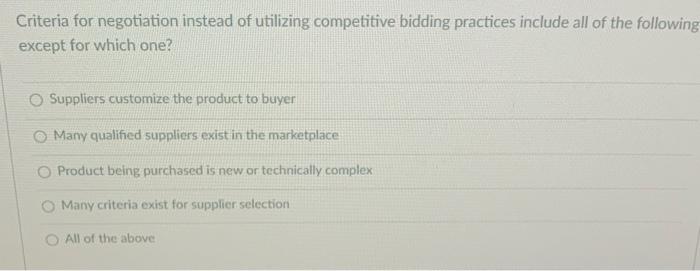 Criteria for negotiation instead of utilizing