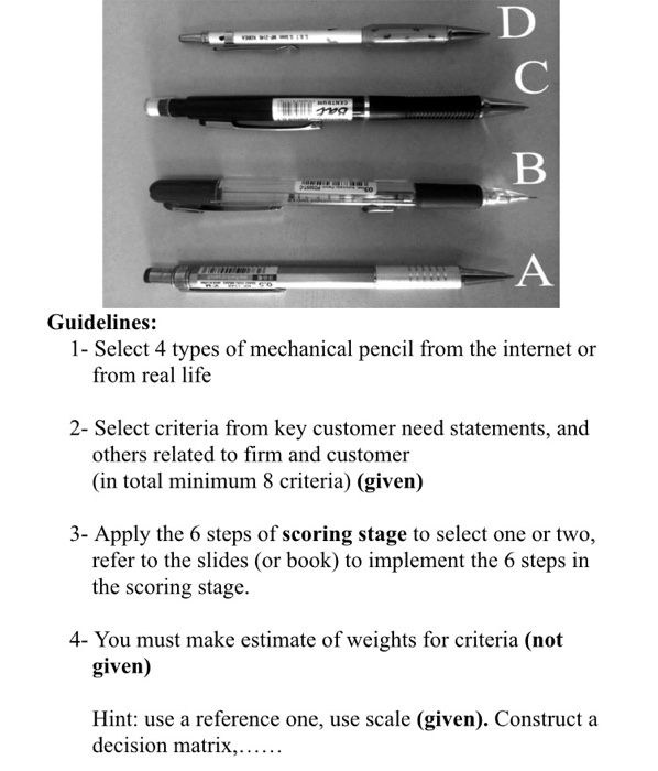 Guidelines: 1- Select 4 types of mechanical
