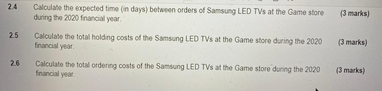 QUESTION 2 Study the information provided below