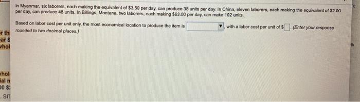 The fixed and variable costs for three potential