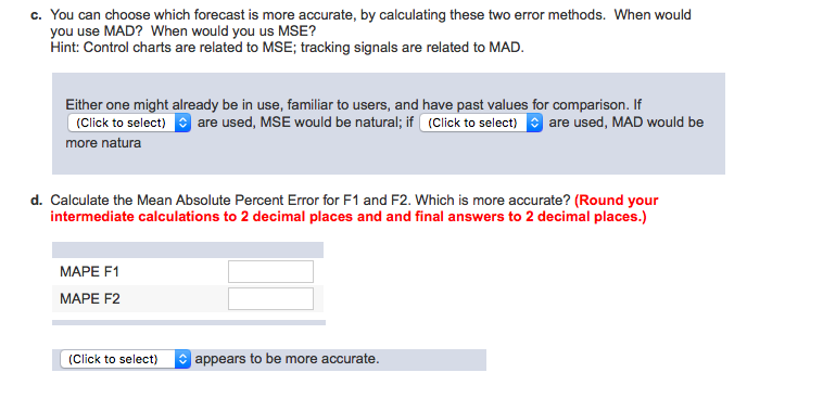 Forecasting Question #3 Two types of forecasting