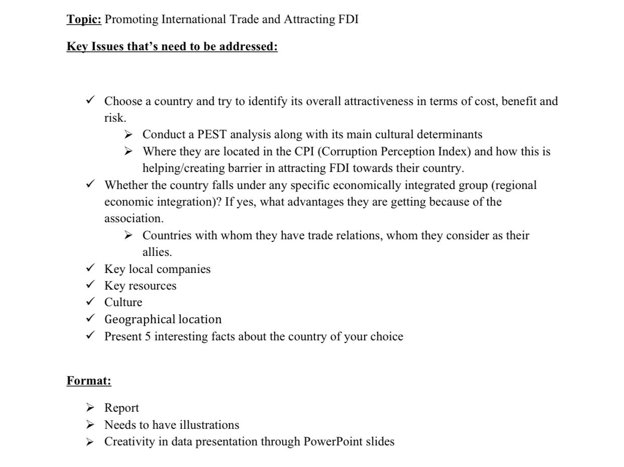 Topic: Promoting International Trade and