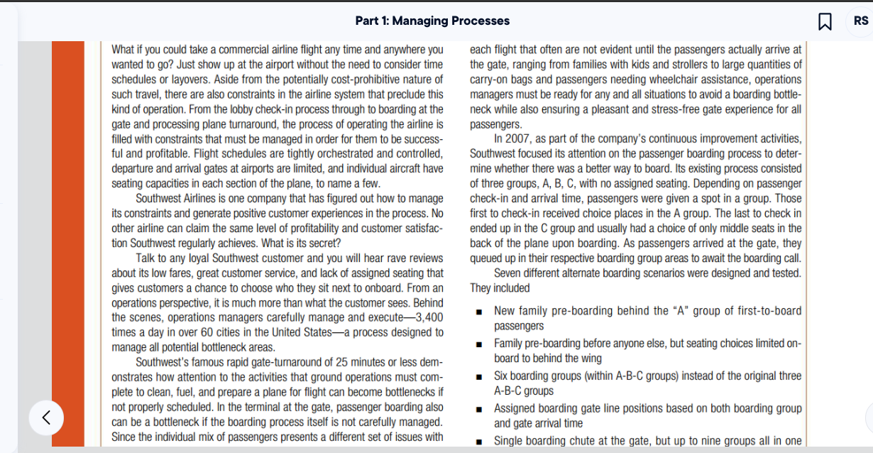 1. Analyze Southwests passenger boarding process