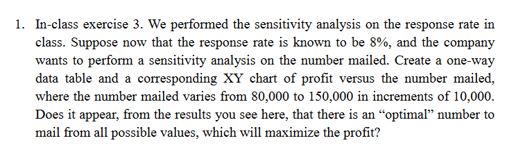 - Excel Modeling In-class exercise 3 . We