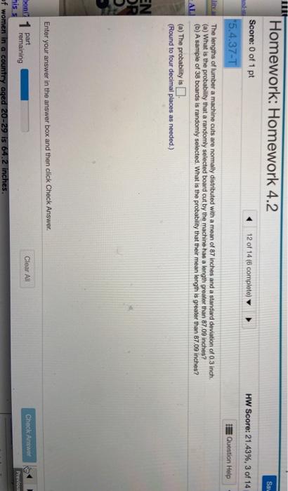 can you do both a and b Homework: Homework 4.2