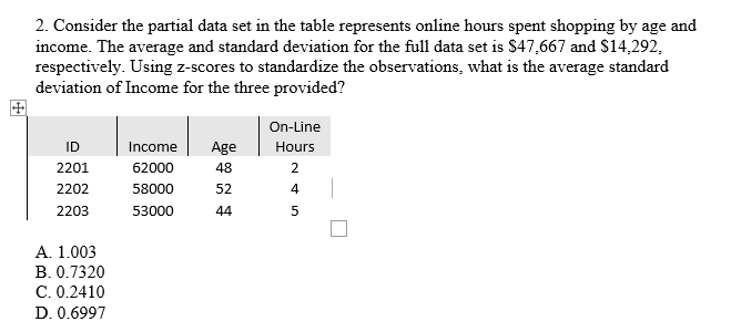 Process please! 2. Consider the partial data set