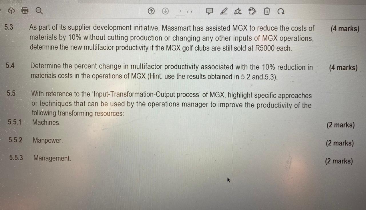 QUESTION 5 Use the information provided to answer