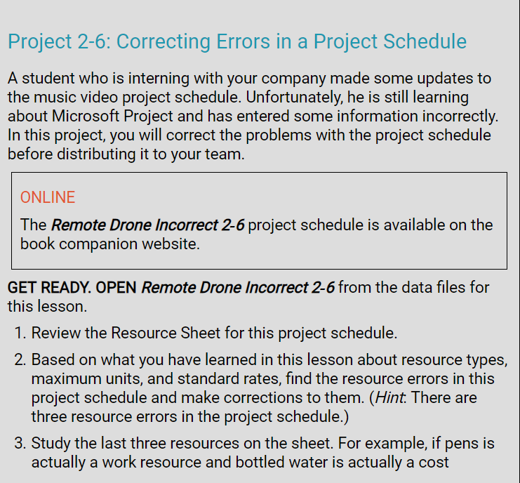 Project 2-6: Correcting Errors in a Project