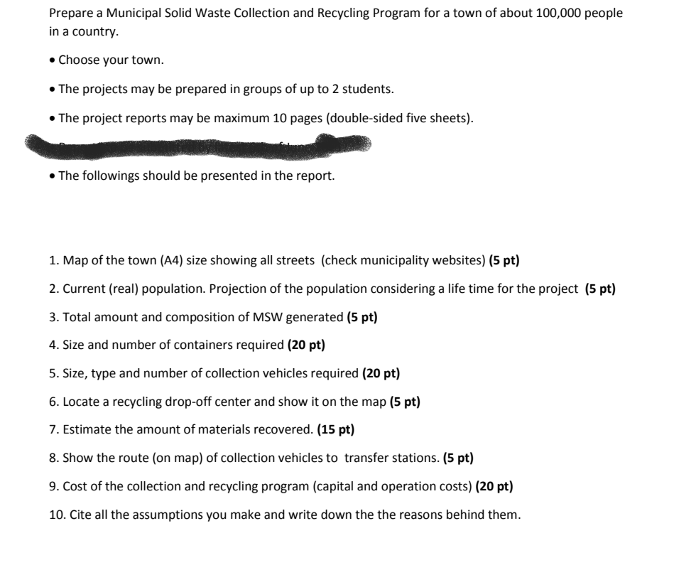 Solid waste management Prepare a Municipal Solid