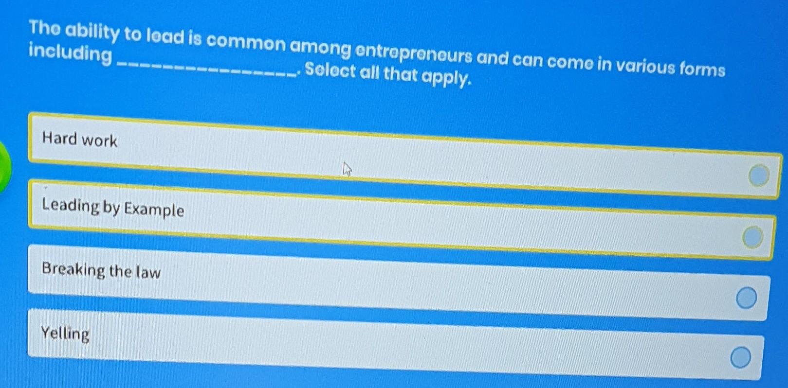 Tho ability including Soloct all that apply. .