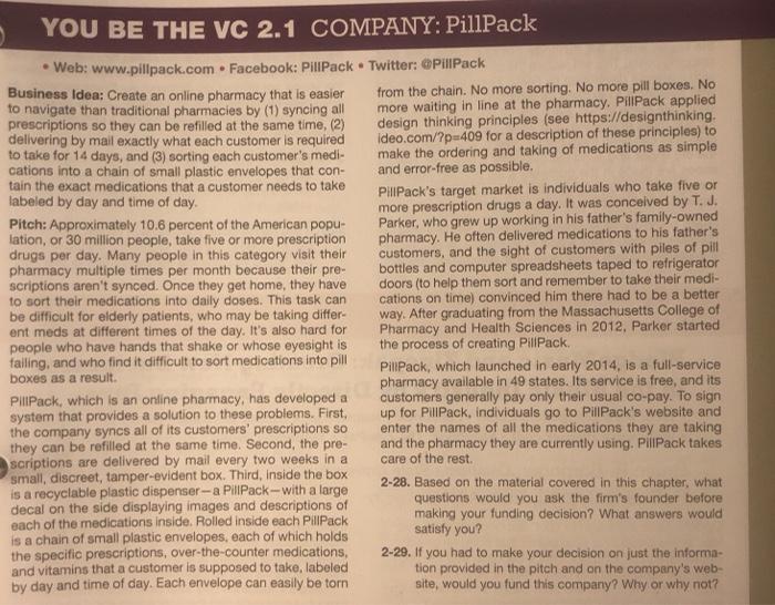 YOU BE THE VC 2.1 COMPANY: PillPack Web: