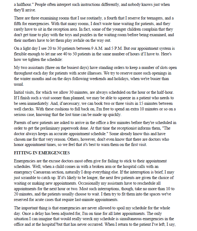 CASE : KEEP PATIENTS WAITING? NOT IN MY OFFICE