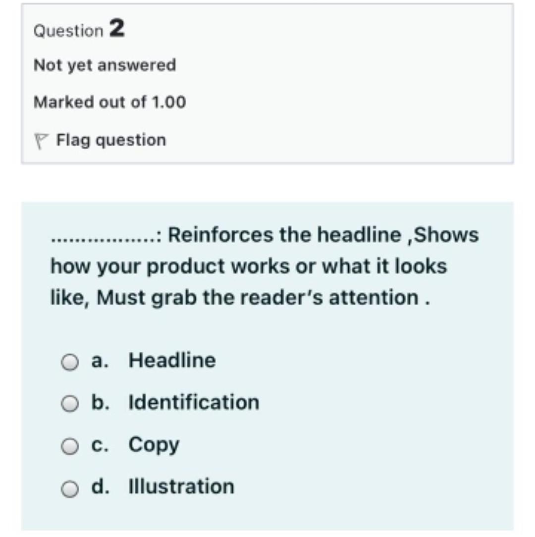 Question 2 Not yet answered Marked out of 1.00
