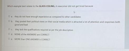 Which emple est relates to the GLASS CEILING A