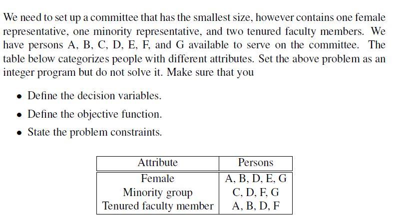 We need to set up a committee that has the