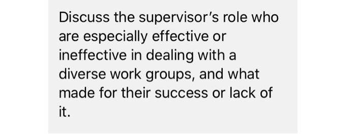 Discuss the supervisor's role who are especially