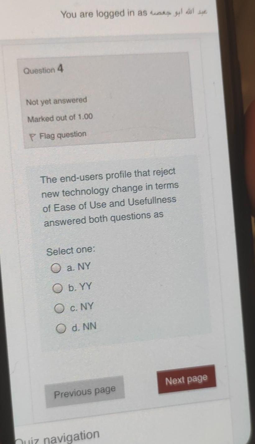 You are logged in a5 Question 4 Not yet answered