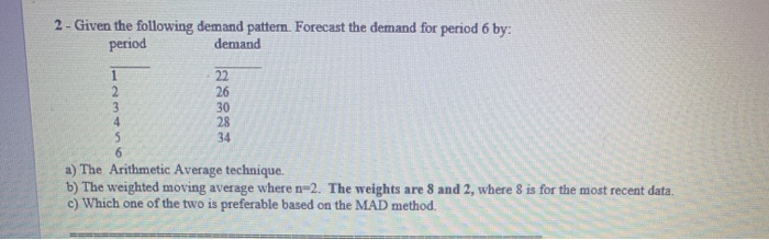 circle answer 2 2 - Given the following demand
