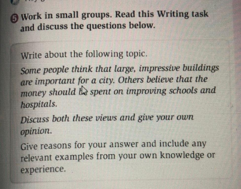 5 Work in small groups. Read this Writing task