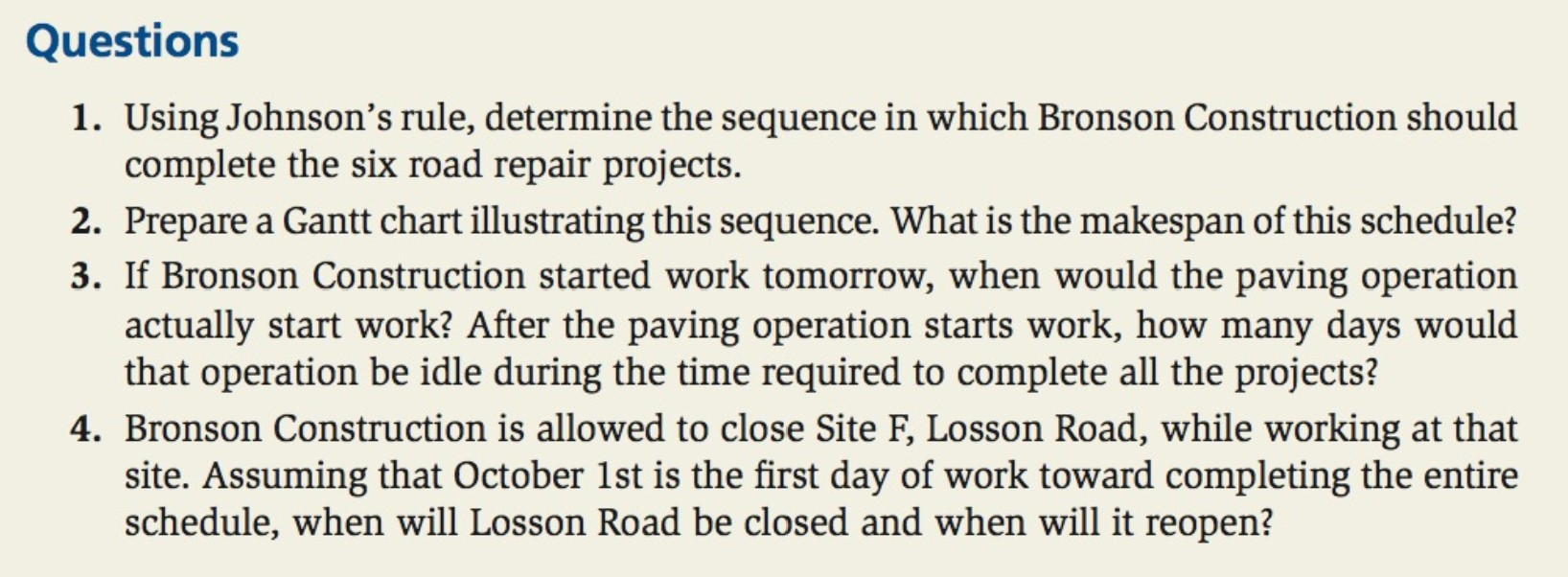 CASE SCENARIO: BRONSON CONSTRUCTION Bronson