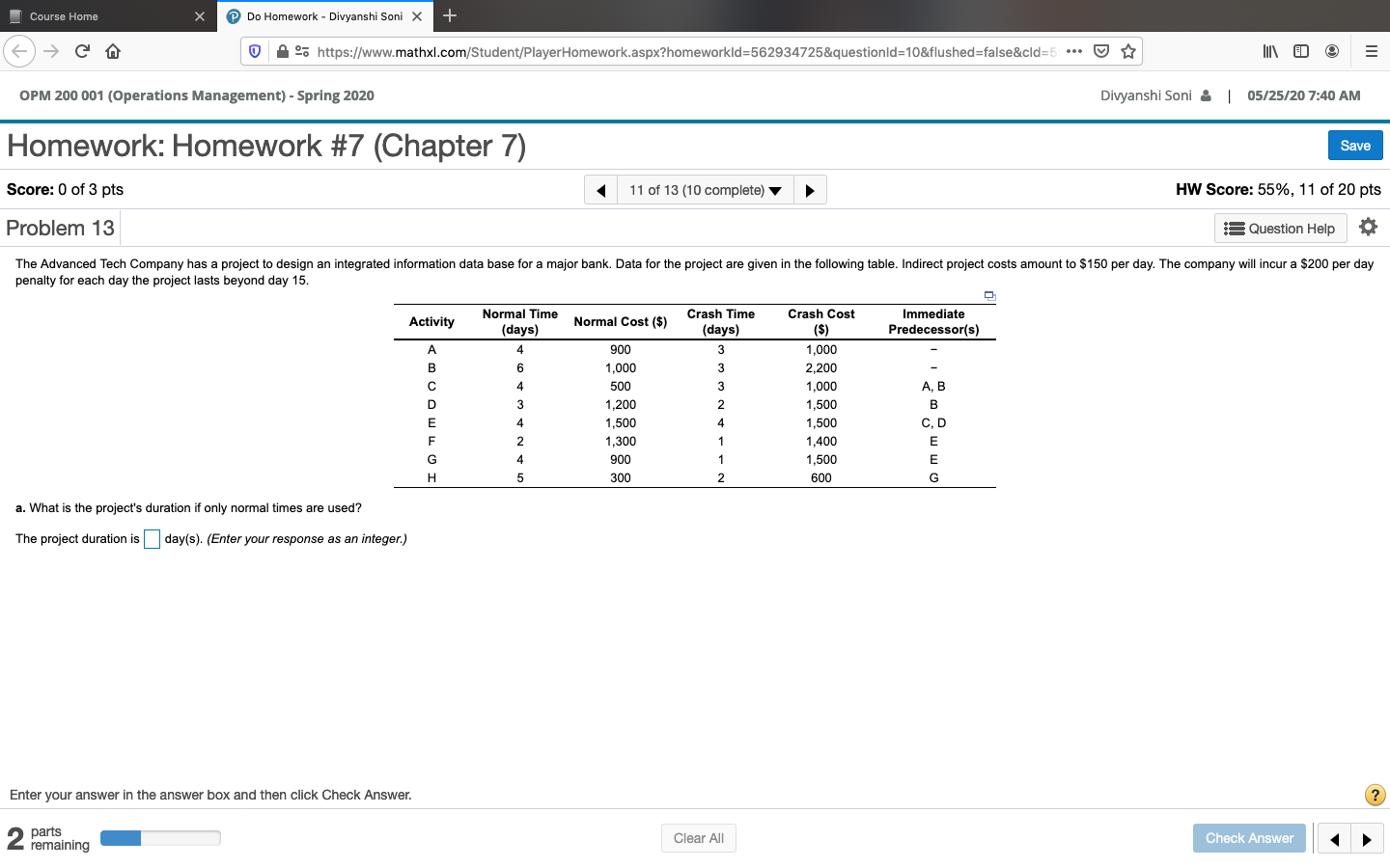 b.What is the minimum-cost schedule? Course Home