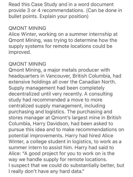 Read this Case Study and in a word document