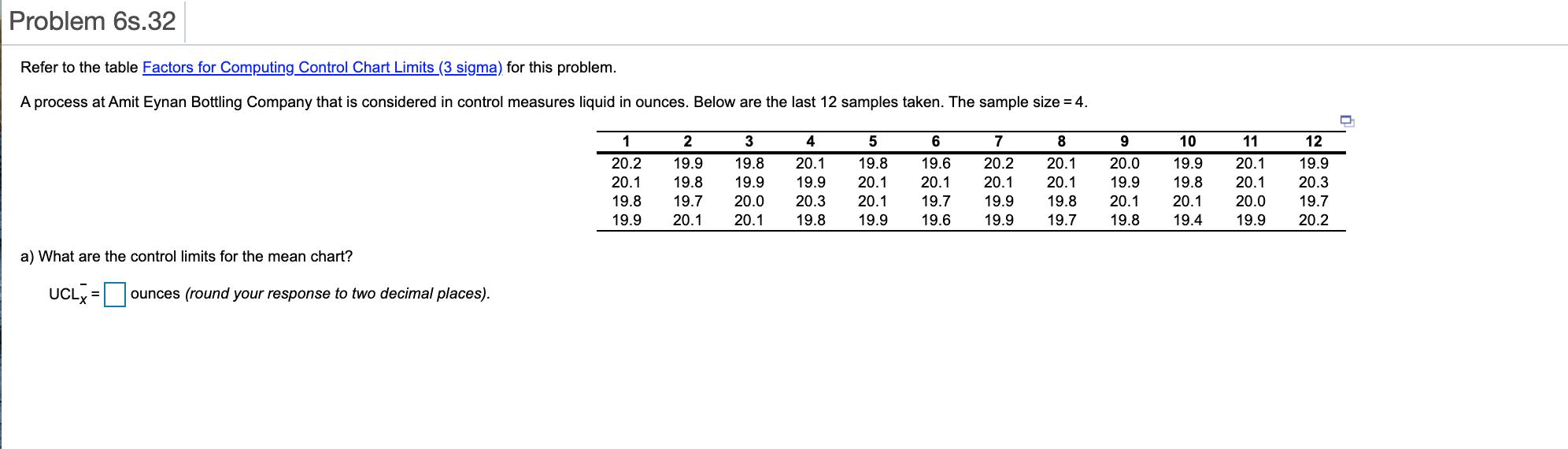 Problem 6s.32 Refer to the table Factors for