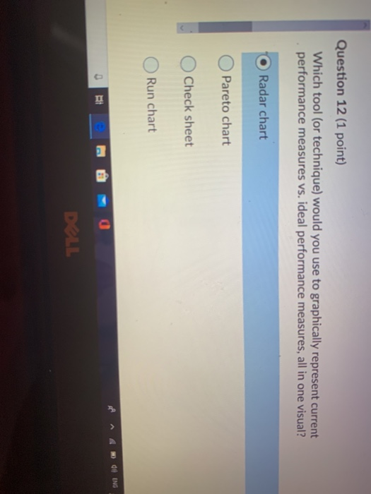 Question 12 (1 point) Which tool (or technique)