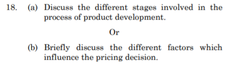 questions, choosing either (a) or (b), 8 mark 18.