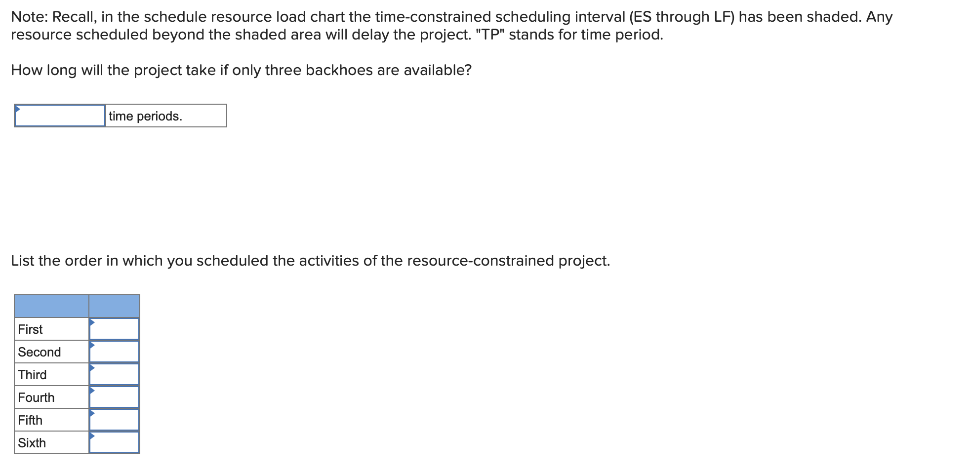 Answer for this question using values specified