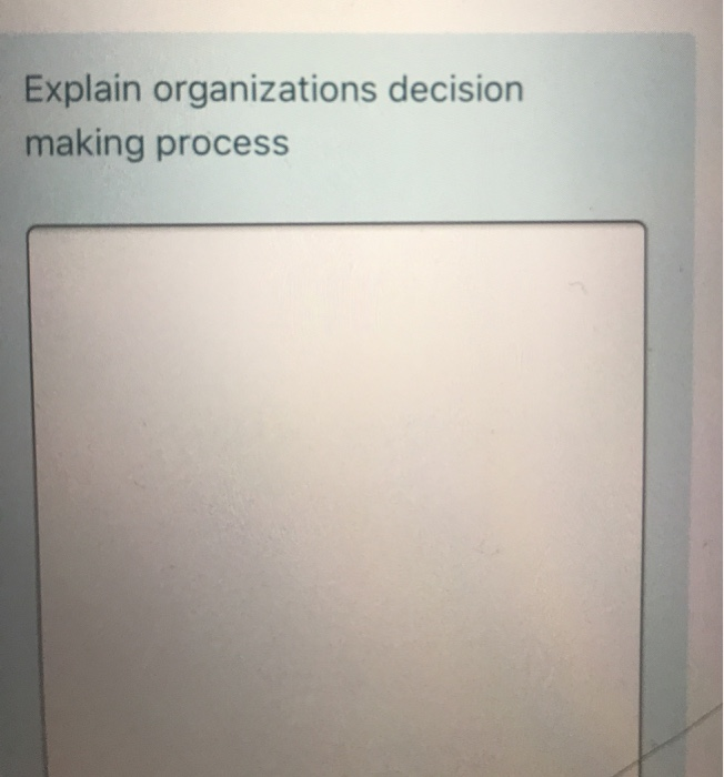 Explain organizations decision making process