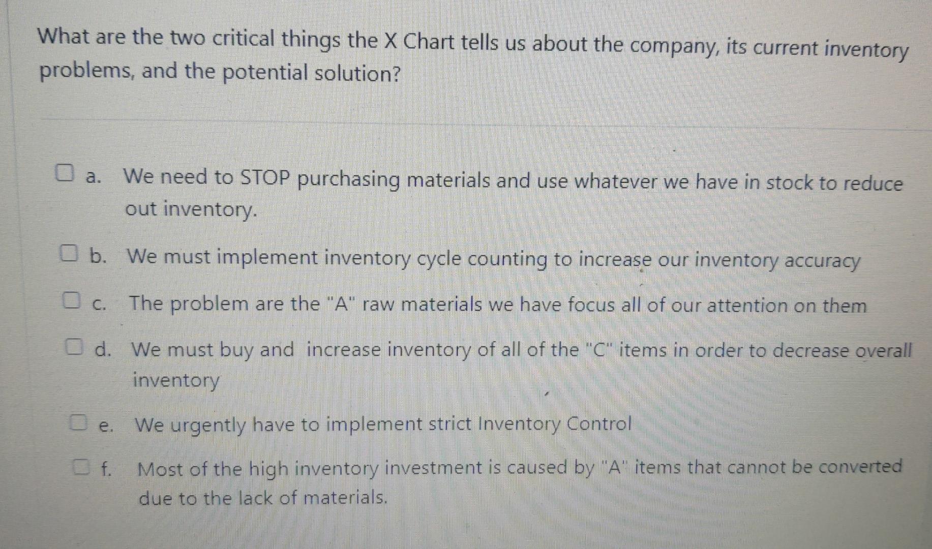What are the two critical things the X Chart