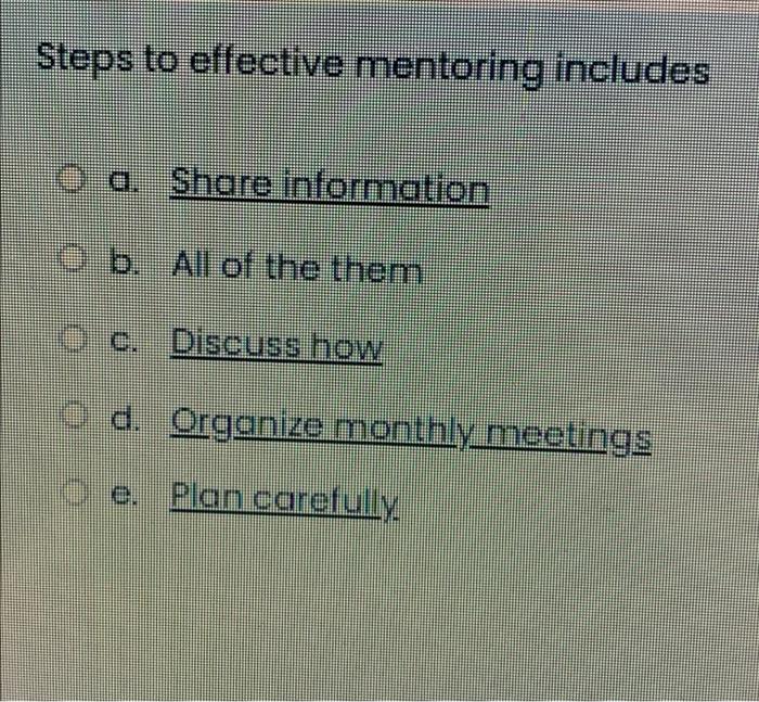 multiple choices exam Steps to effective
