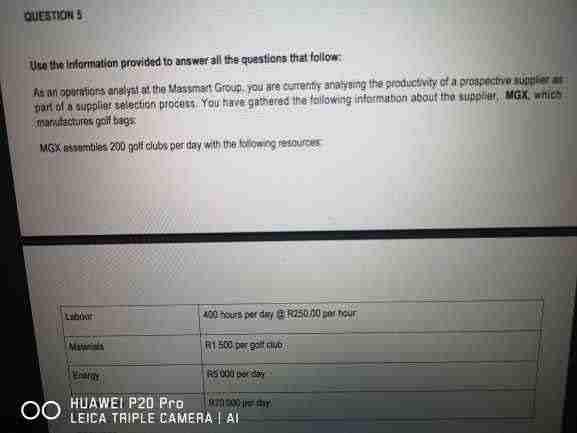 QUESTIONS Ute the information provided to answer