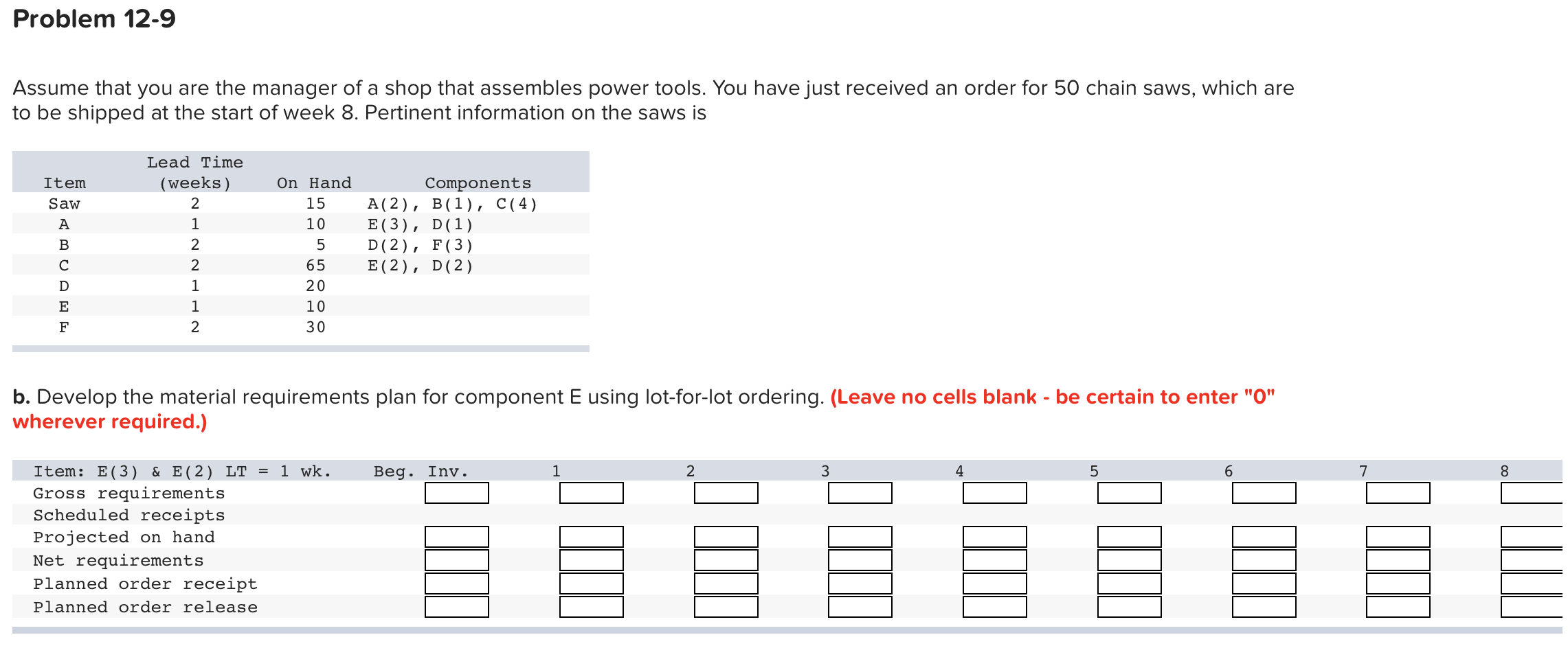 Problem 12-9 Assume that you are the manager of a