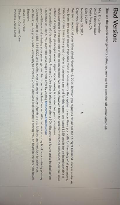 Instructions Examine the case given below closely