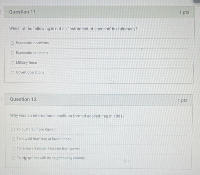 Question 11 1 pts Which of the following is not
