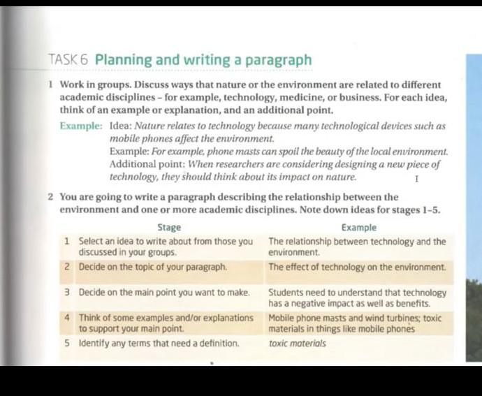 please??? TASK 6 Planning and writing a paragraph