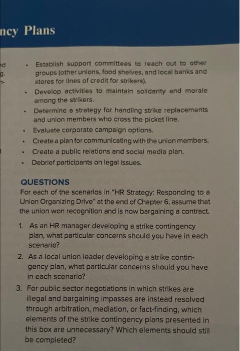 Please answer all 3 parts. Undertaking a strike