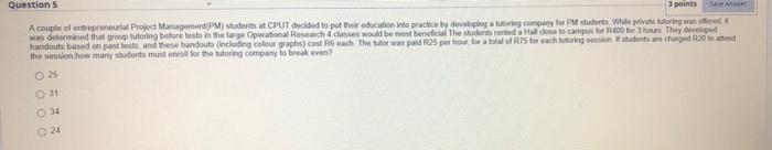 Questions 3 points SA A couple of preneurial