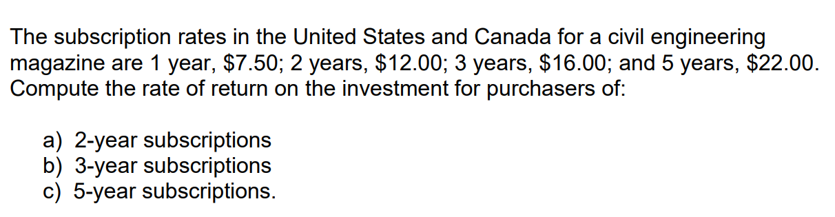 The subscription rates in the United States and