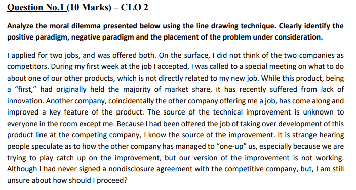 Question No.1 (10 Marks) - CLO 2 Analyze the