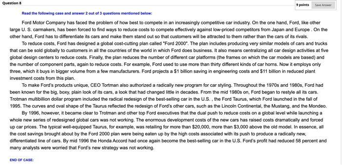 Question 9 points Save A Read the following case