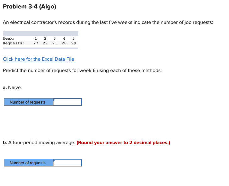 Problem 3-4 (Algo) An electrical contractor's