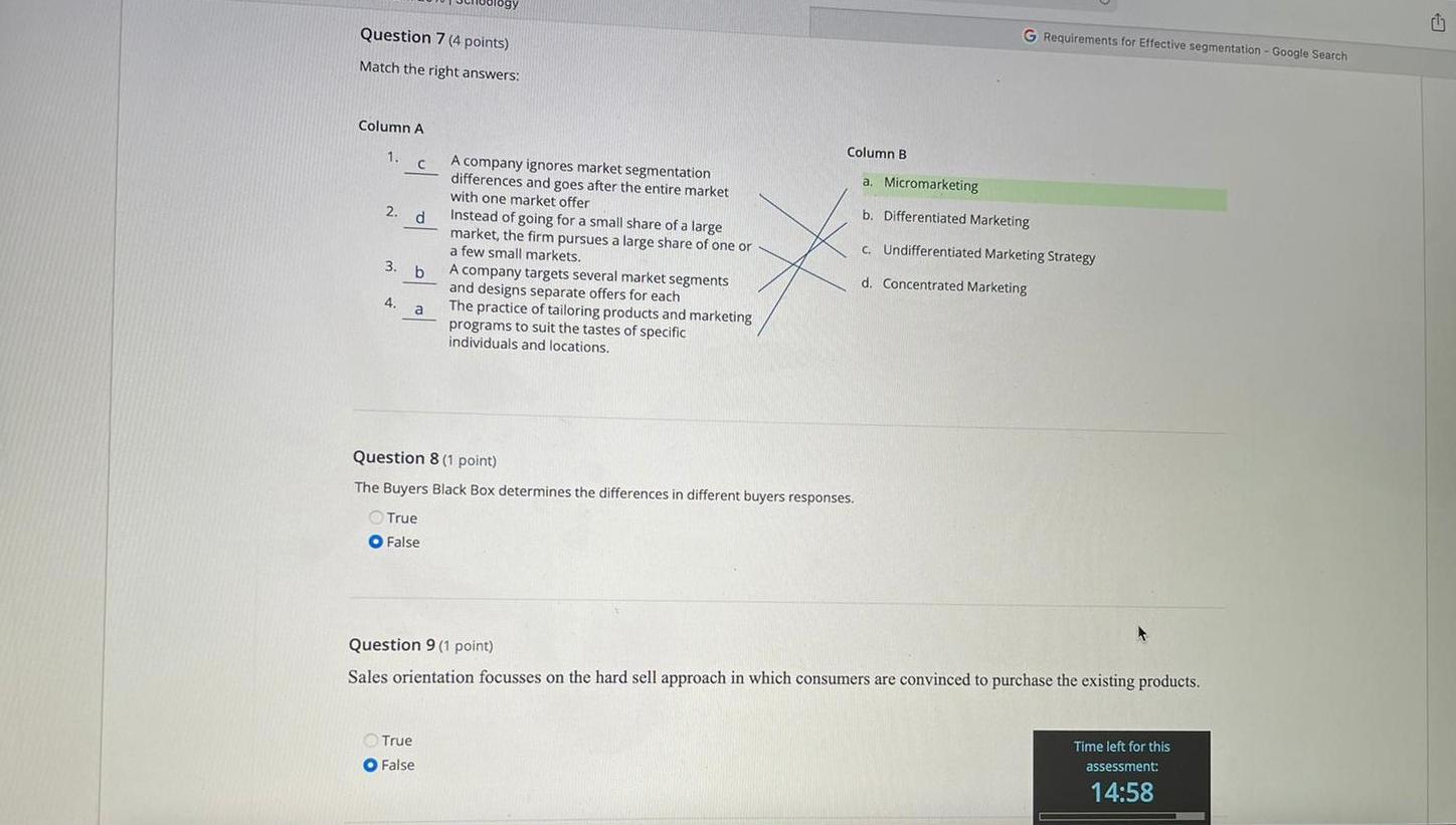 G Requirements for Effective segmentation -