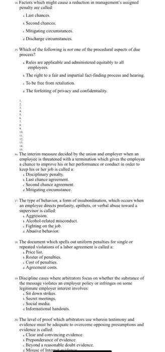 MULTIPLE CHOICE 11. The legislation which helped