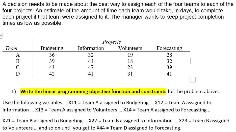 A decision needs to be made about the best way to