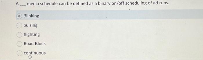 A media schedule can be defined as a binary