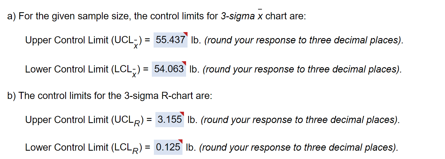 Refer to Table S6.1 - Factors for Computing