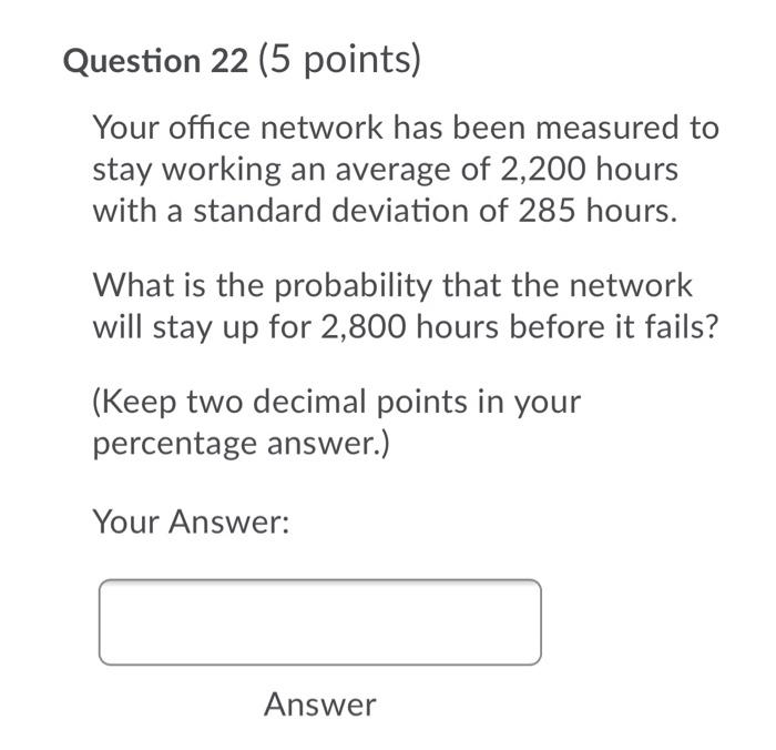 Question 20 (5 points) For the data given below,